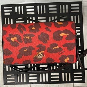 Anna Foldover Crossbody Clutch with Leopard Print